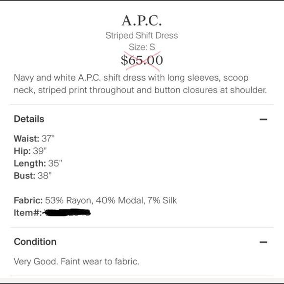 A.P.C Striped Shift Dress - Picture 2 of 8